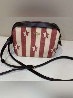 Coach Red and Cream American Stars & Stripes Camera Bag Crossbody 2020 3277